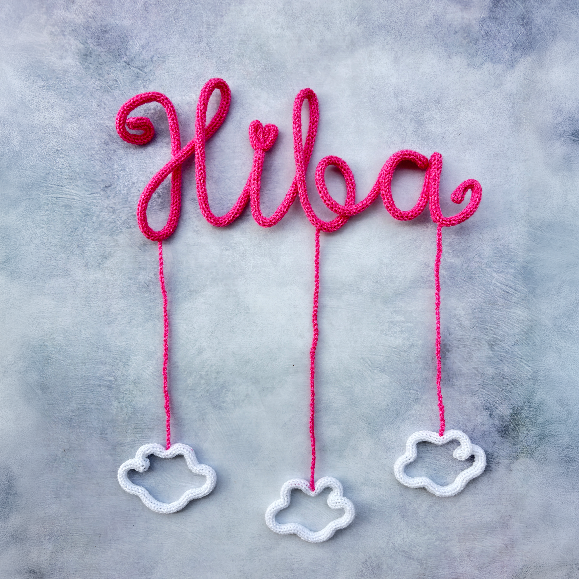 Personalized Crochet Name Wall Hanger with Custom Polaroid Photos