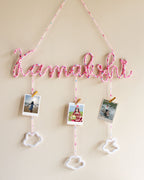 Personalized Crochet Name Wall Hanger with Custom Polaroid Photos