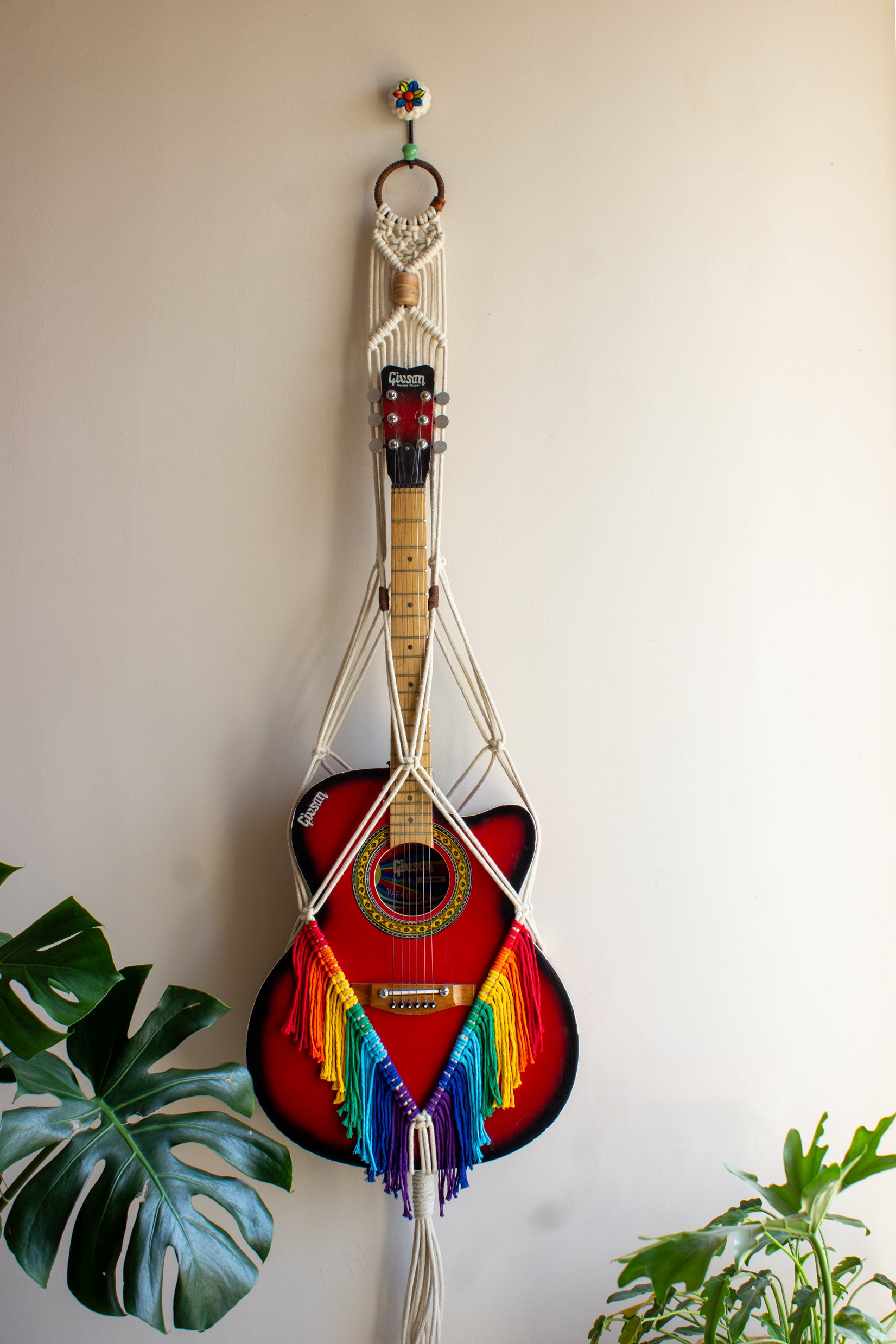 Rainbow Boho Guitar Hanger