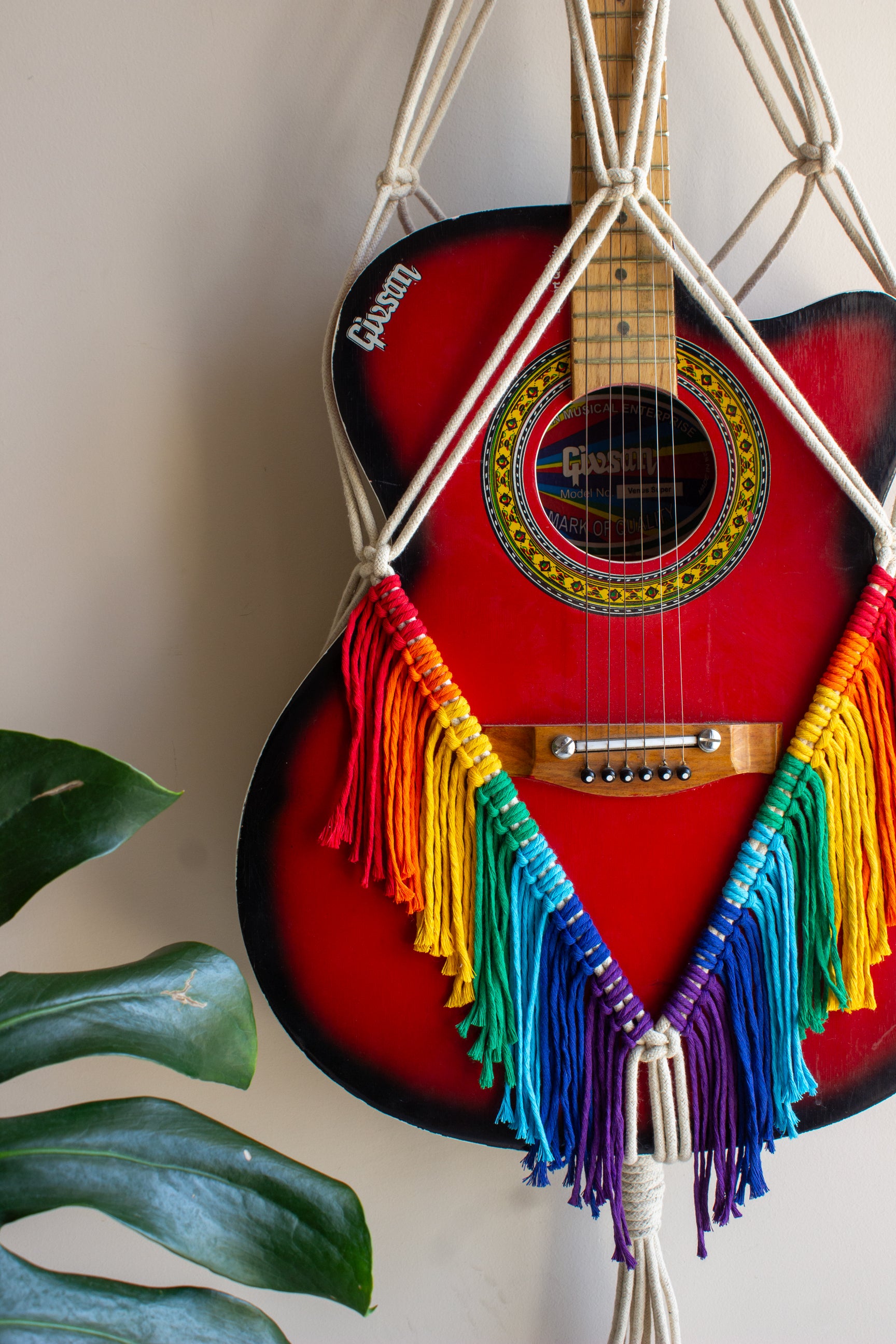 Rainbow Boho Guitar Hanger