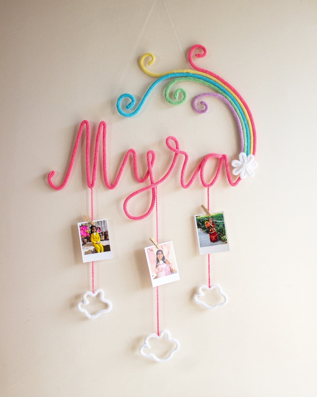 Rainbow Theme Personalized Crochet Name Wall Hanger